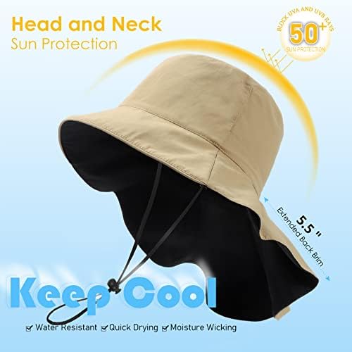 כובע שמש אטום למים לנשים הגנת UV הגנה על כובע גשם רחב שוליים כובע גינון חוף גינון עם דש צוואר