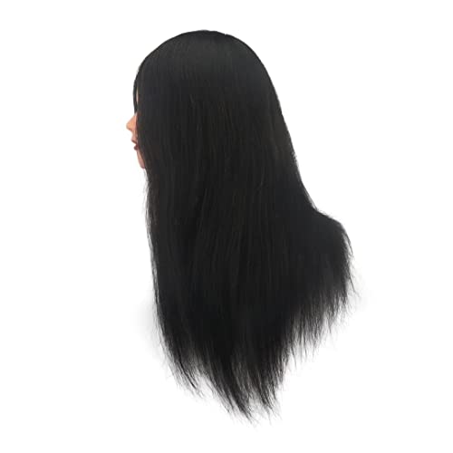 18 אינץ ' שיער אנושי מספרה שחורה שחורה חום דגם דמה ראש דמה עם דגם ראש תרגיל שיער ארוך.
