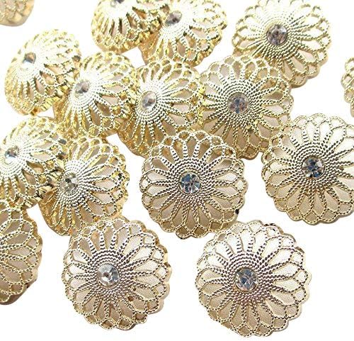 Chenkou Craft חדש 20 יחידות סגסוגת זהב ריינסטון קריטל כפתורי בגדים חלולים 25 ממ מגרשי תפירה