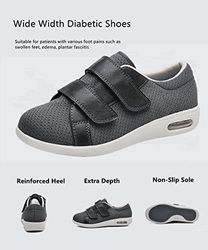 נעלי בצקת סוכרתית של ZGDG נעלי רוחב רוחב רחב נעלי הליכה עם סגירה מתכווננת סניקרס קלה ללא החלקה לרגליים נפוחות קשישים דלקת