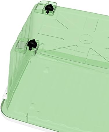 Cetomo 35L*4 קופסת אחסון מפלסטיק, ירוק ברור, תיבת תיק, מיכל מארגן עם מכסה עמיד ואבזמי תפס מאובטחים, הניתנים לערימה וקינון,