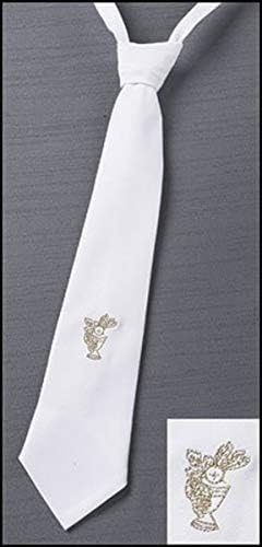 בני ראשון קודש זהב רקום גביע עיצוב 14 לבן כותנה מתכוונן שמלת צוואר עניבה