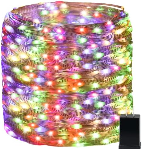 ליטוגו ארוך במיוחד 197 רגל 500 אורות מחרוזת לד, חבר אורות פיות עם 8 מצבי תאורה אורות חג המולד בחוץ, איפ65 אורות עוקץ ססגוניים