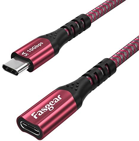 FASGEAR USB C כבל הרחבה 6ft 10 ג'יגה -ביט לשנייה USB 3.2 סוג C זכר לנקבה מאריך ניילון קלוע 100W 5A תואם טעינה מהירה עבור PSVR2/Mac