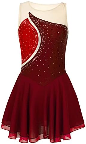 יהדור נשים בנות התעמלות בגד גוף שמלת רשת טלאי איור החלקה על קרח שמלת עבור בלט אירובי