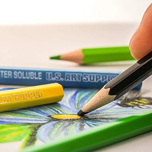 אספקת אמנות אמריקאית 48 חלקים בצבעי מים אמן כיתה מים מסיסים עפרונות צבעוניים עם מארז אחסון ונשיאה עם רוכסן - עפרונות