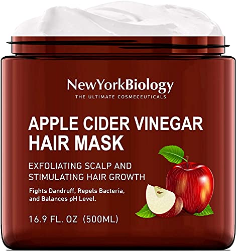 שמפו עץ התה של ניו יורק ביולוגיה ומרכך מרכך עם מסכת שיער של חומץ תפוחים לשיער יבש וקרקפת - ניקוי עמוק - הקלה