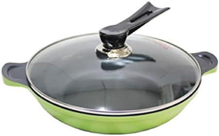 קישן אמנות רומיאו, מיוחד שאינו מקל מדיח כלים בטוח קרמיקה ציפוי סיר עם מכסה זכוכית כלי בישול, ירוק 30 סמ