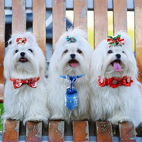 Chunyin 50 PCS כלב חג המולד קשת קשתות חיות מחמד עניבת חיות מחמד עניבות פרפר מתכווננות לחג המולד מתכוונן צווארוני