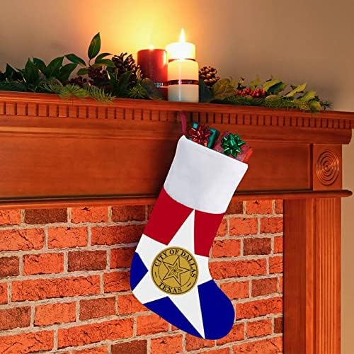 דלאס דגל גרבי חג המולד גרב עץ חג המולד קישוטים לסנטה קישוטים תלויים לקישוטים לחופשת אח 16.5