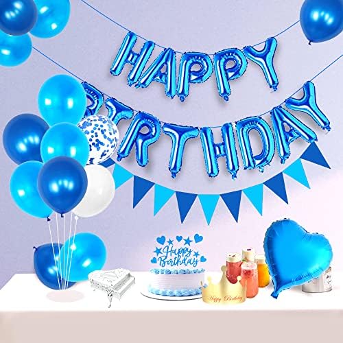 יוג'יאונלי קישוטים למסיבת יום הולדת 50 כחול יום הולדת שמח בלונים כחולים מספר 50 יום הולדת שמח עוגת אבנט טופר לטקס