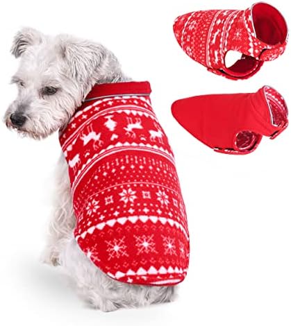 Mogoko לחג המולד הפיך סוודר כלבים בטיחות רפלקטיבית חתול מעיל מעילי חיות מחמד עם רתמה/חור רצועה לגור כלב