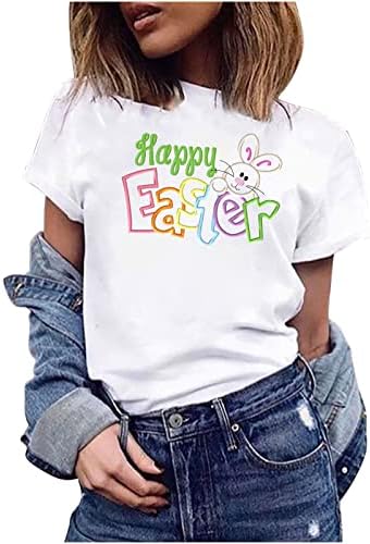 גרפי רופף בכושר חולצות עבור בנות קצר שרוול צווארון עגול שמח פסחא מתנה חמוד בעלי החיים חולצות חולצות נשים ללכת