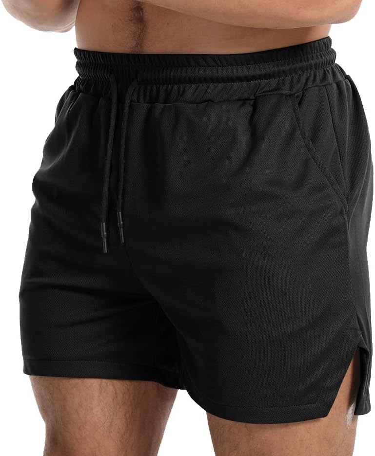 גברים של אימון מכנסיים קצרים 5 אינץ ספורט מכנסי ריצה מהיר יבש אלסטי כושר מכנסיים קצרים לגברים ריצה עם רוכסן כיסים