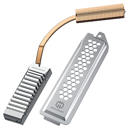 ערכת כיסוי SSD של Graugear PS5 SSD, M.2 NVME PS5 SSD קירור קירור, כיסוי פיזור חום מתכת, צינור חום נחושת וסנפיר אלומיניום