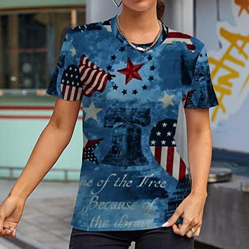 חולצת טריקו של דגל אמריקה 4 ביולי, ארהב כוכבי ארהב פסים גרפיים, צמרות פטריוטיות של שרוול קצר מזדמן של קיץ