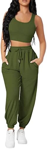 מערכות טרקלין לנשים טנק ספורט גופית חליפת טנטה חליפת מכנסי אפוד צמודים מוצקים מערכי אימון נשים חליפות מכנסיים