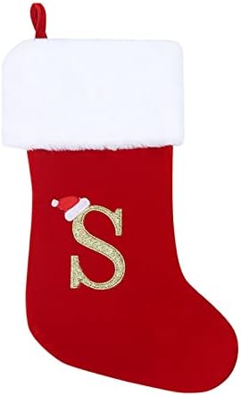 מונוגרמה גרבי חג המולד גרב קישוט גרב קלאסי בהתאמה אישית לקישוט גרביים לחג משפחתי אופי אלפבית גרבי חג המולד