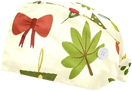 Deyya 2 חבילות כובע עבודה מתכוונן עם כפתור רצועת זיעה לאחיות נשים קוקו קוקו סנטה עץ חג המולד