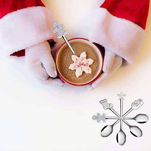 8 יחידות חג המולד קפה כפות נירוסטה ערבוב כפות יצירתי מיני תה כפית לערבוב ערבוב
