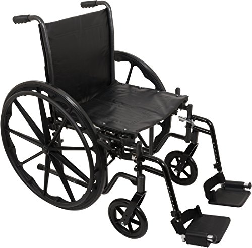 כיסא גלגלים סטנדרטי נוחות פרובסיקס-מושב מתכוונן לגובה-הפוך זרועות שולחן אחוריות-300 משקל פאונד-שחור-משענת רגליים