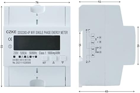 SNKB שלב יחיד 220V 50/60Hz 65A DIN מסילה WiFi WiFi חכם מד אנרגיה צג Monitor KWH Meter Wattmeter