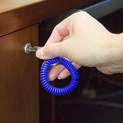 Lucky Line 2 ”סליל שורש כף היד הקוטר עם טבעת מפתח פלדה, צמיד שרשרת מפתחות של פס כורש כף היד גמיש, נמתח עד 12, כחול, 1
