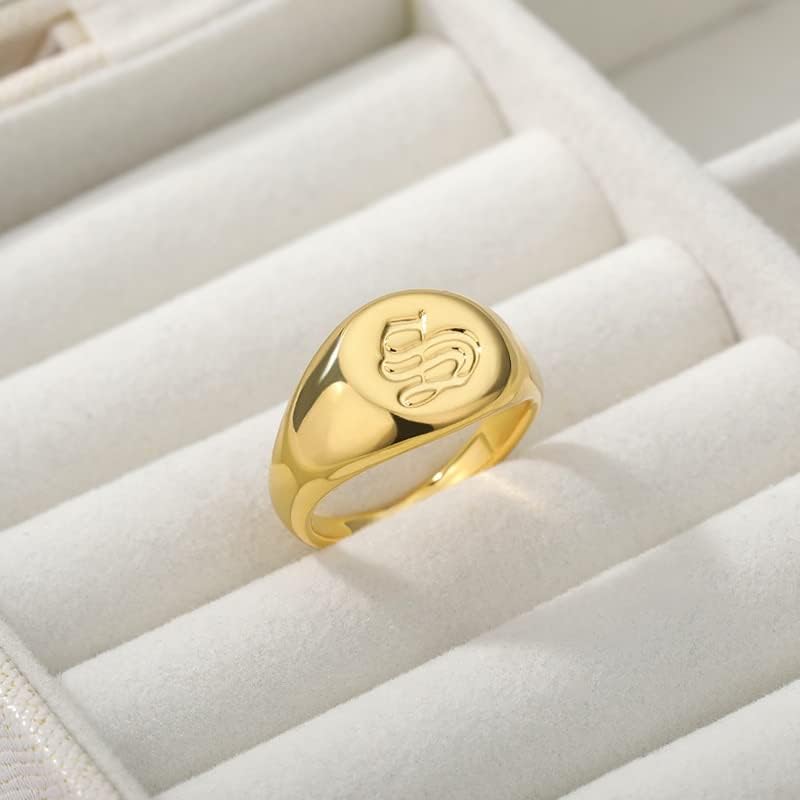 טבעת חותם זהב לנשים זהב עם אצבע מלוטשת תכשיטי תכשיטי טבעת פאנק טבעות מרובעות פשוטות-ד-נפוץ-10742
