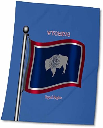 דגל 3 דגל של ויומינג על המוט. רקע כחול של המוטו הממלכתי - מגבות