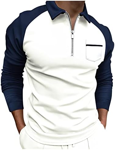 חולצות פולו רוכסן XZHDD לגברים, סתיו פסים חורפים רזים מתאימים לחולצת שרוול ארוך חולצה עסקית מזדמנת ללבוש עבודה
