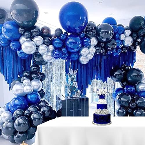 חיל הים כחול רויאל כסף בלון זר ערכת 160 יחידות כחול כהה בלונים קשת עבור 2023 מסיבת סיום ילד יום הולדת קישוטי 50 גברים יום הולדת