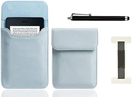 עבור 6 אינץ קינדל נייר לבן, כיסוי פאוץ שרוול תיק-כולל לבן ליצ ' י דפוס רצועת יד-שמיים כחול