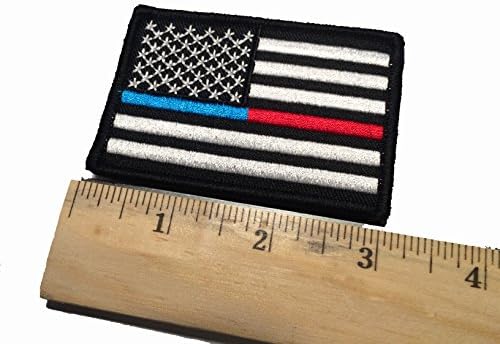 2x3 טלאי קו/לולאה דק אדום וכחול דגל ארצות הברית דגל כבאי טקטי EMT פרמדיקים