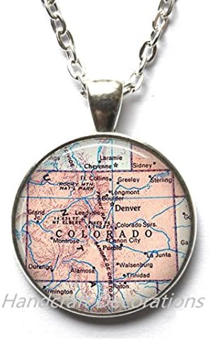 בעבודת יד קישוטים מקסים שרשרת, קולורדו מפת תליון, קולורדו שרשרת קולורדו מדינת מפת תליון מפת תכשיטי מפת שרשרת הרי הרוקי עם 157