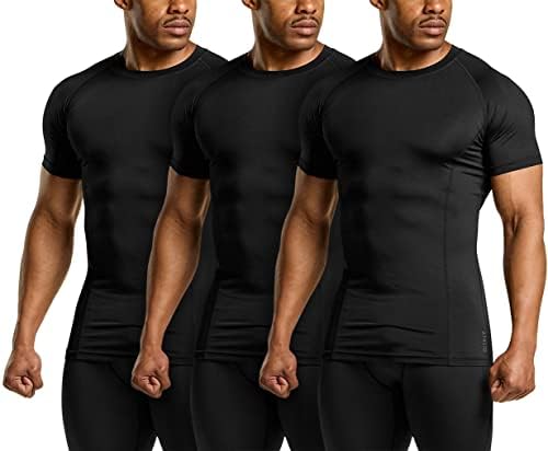 אתליו 1 או 3 מארז גברים של מגניב יבש קצר שרוול דחיסת חולצות, ספורט שכבה בסיסית חולצות חולצות, ספורט אימון חולצה